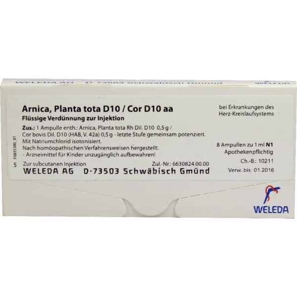 ARNICA PLANTA tota D 10/Cor D 10 aa Ampullen