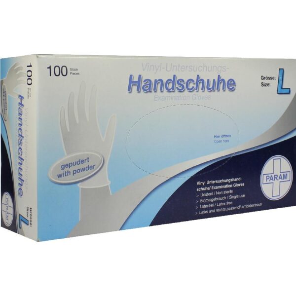 HANDSCHUHE Einmal Vinyl gepudert L