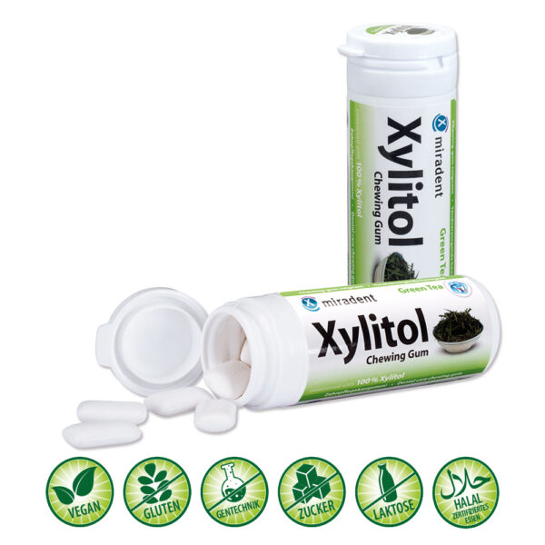 MIRADENT Zahnpflegekaugummi Xylitol grüner Tee