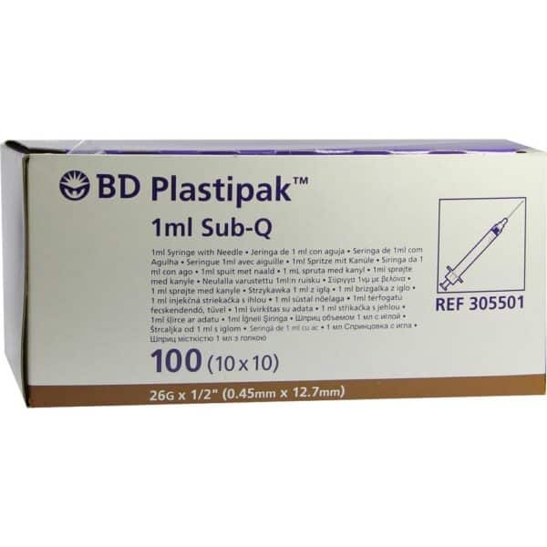 BD PLASTIPAK Spr.1 ml Sub-Q 26 G 1/2 einges.Ka.