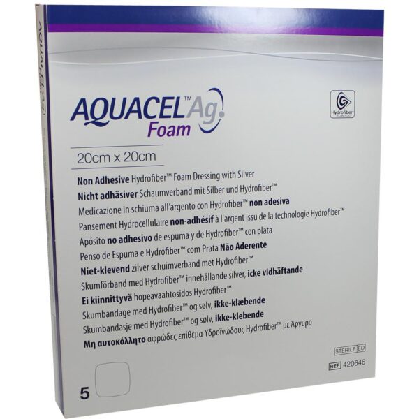 AQUACEL Ag Foam nicht adhäsiv 20x20 cm Verband