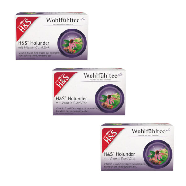 H&S Wohlfühltee Holunder mit Vitamin C und Zink 3er Set