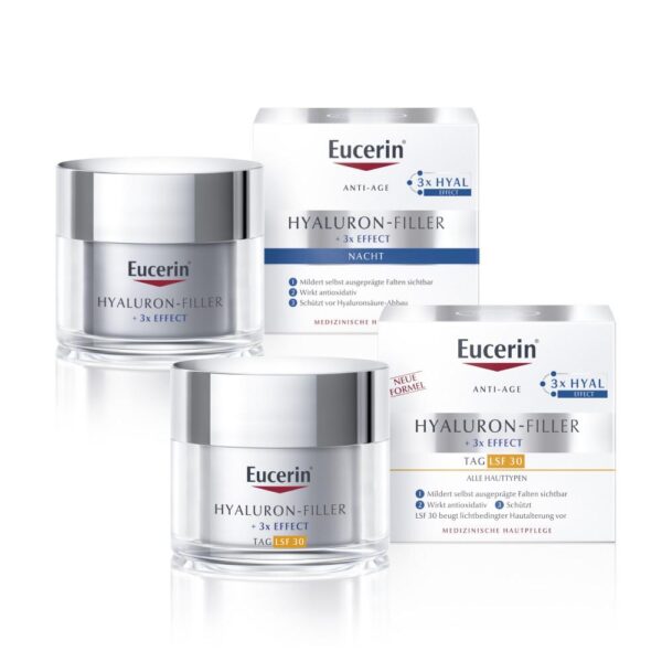 Eucerin Anti-Age Hyaluron-Filler  LSF30 Tagespflege und Nachtpflege Routine Set