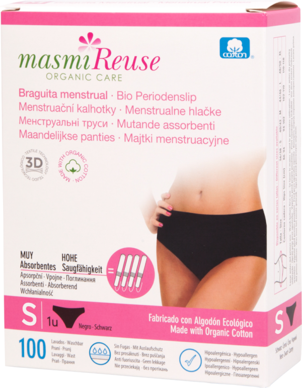 masmi Reuse Bio Periodenslip S schwarz