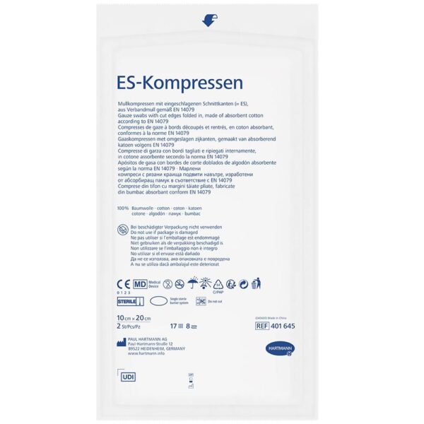 ES-KOMPRESSEN steril 10x20 cm 8fach