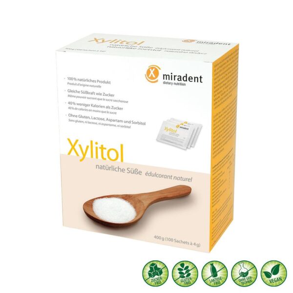 MIRADENT Zuckerersatz Xylitol Pulver Sachets