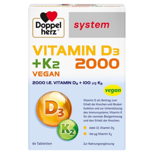 Doppelherz system VITAMIN D3 + K2 2000 I.E. vegan