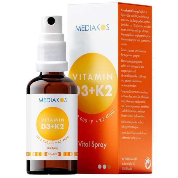 MEDIAKOS Vitamin D3 + K2 2.000 I.E. / 40 ?g Vital Spray