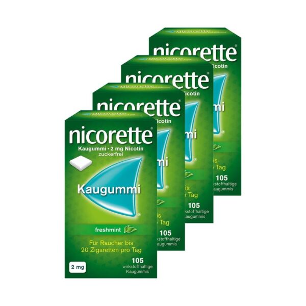 nicorette Kaugummi 2mg freshmint 105 Stk. 4er Set