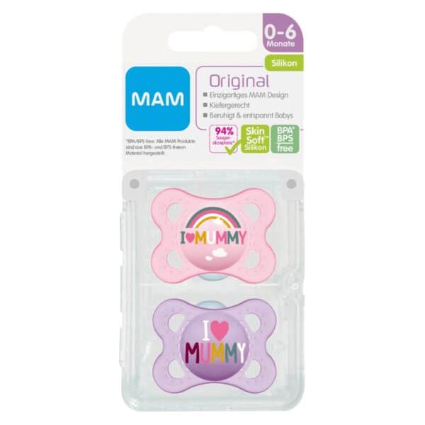 MAM Original Silikon 0-6 M. I love Mummy girl