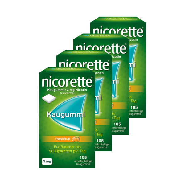 nicorette Kaugummi 2mg freshfruit 105 Stk. 4er Set