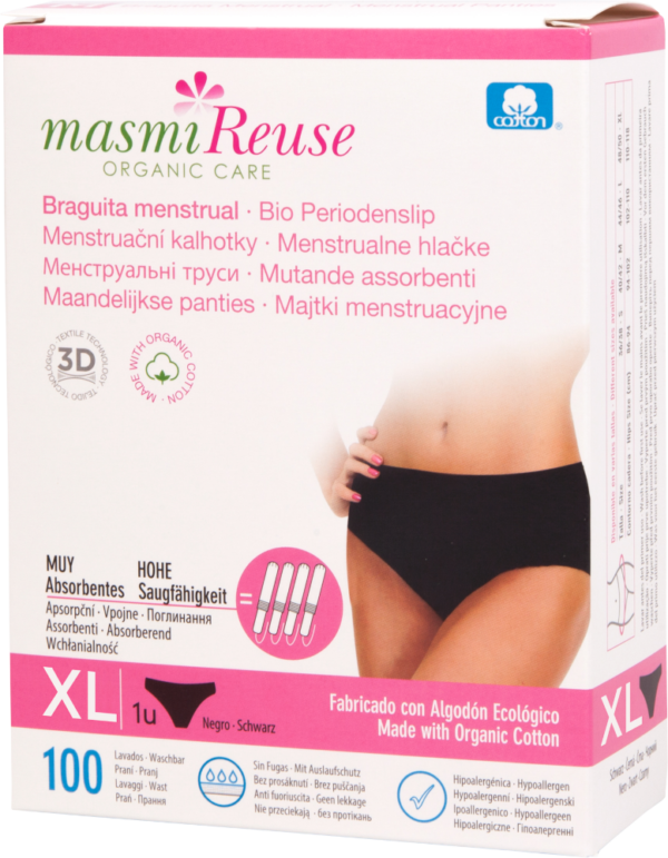 masmi Reuse Bio Periodenslip XL schwarz